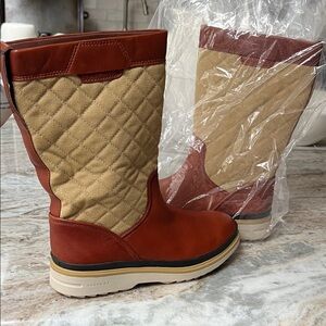 Cole Haan leather and quilted winter boots